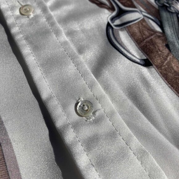 GUCCI Women's 2011 Resort White Silk Equestrian Print Shirt Button-Up Size 38 M - Picture 6 of 13